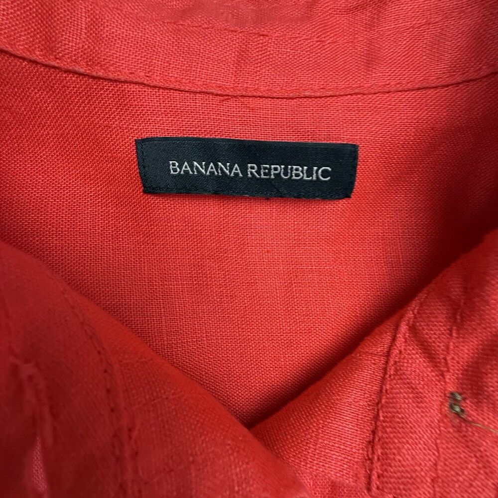 Banana Republic 100% Linen Belted Safari Romper Women Large Red Utility - Picture 6 of 12